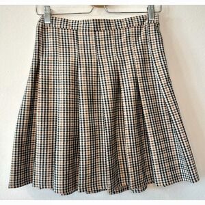 Tween Diva Women Plaid Pleated Skirt Brown Black White Skater A-Line Size 16